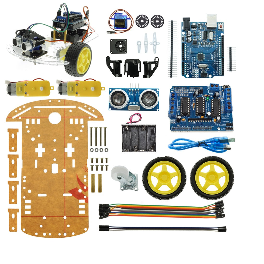 2WD RC Car Obstacle Avoidance HC-SR04 Smart Robot Car Kit For Arduino